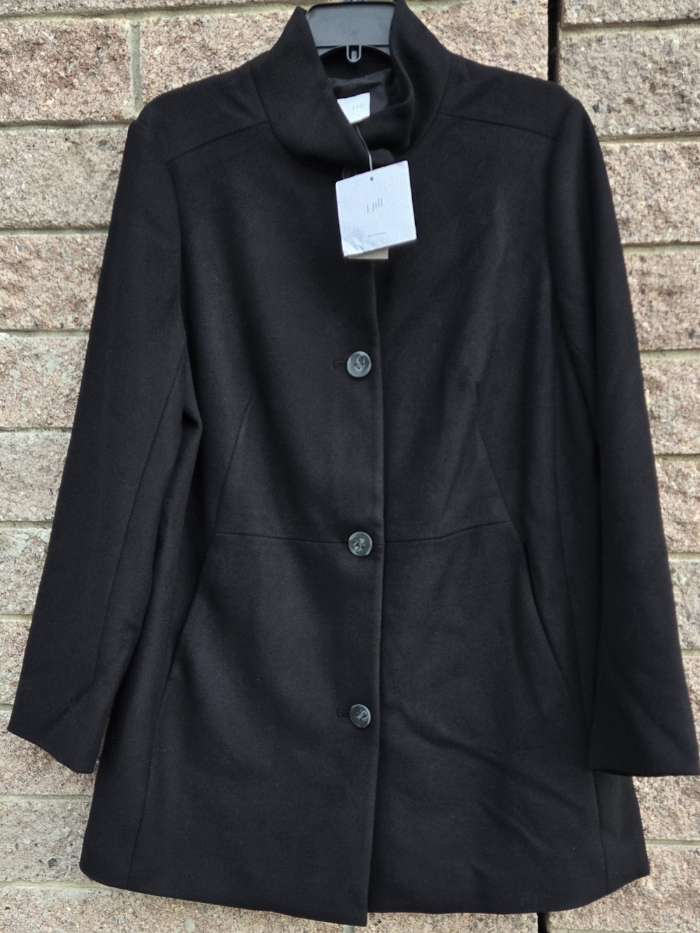 J. Jill Black Button-Front Wool Coat